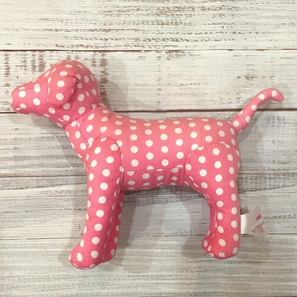 Victoria's Secret PINK White Dot Print Stuffed Mini Dog - 2004 First Edition - Picture 1 of 5
